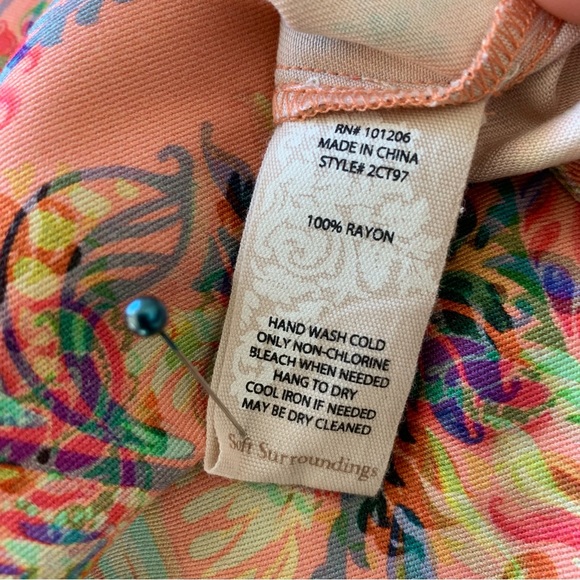 SOFT SURROUNDINGS PAISLEY LAIA LONG SLEEVE BUTTON UP SHIRT TUNIC - Picture 6 of 14